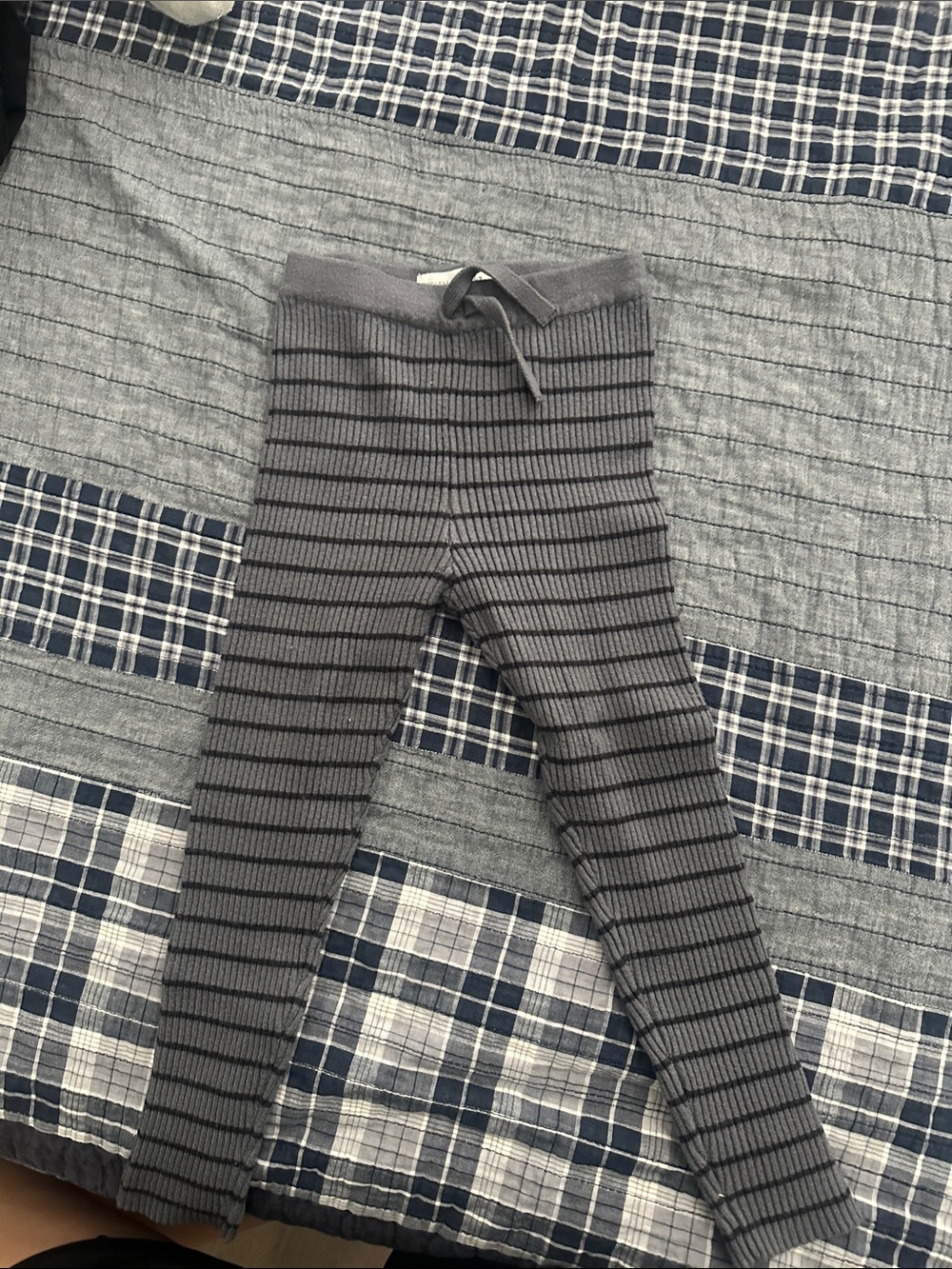 Zara Gray and Black Striped Ribbed Leggings